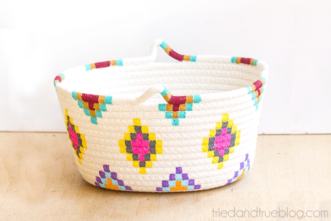 DIY Killim painted basket