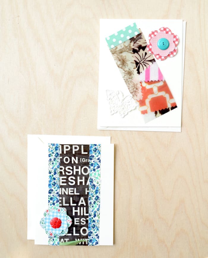 Packaging tape image transfers on cards