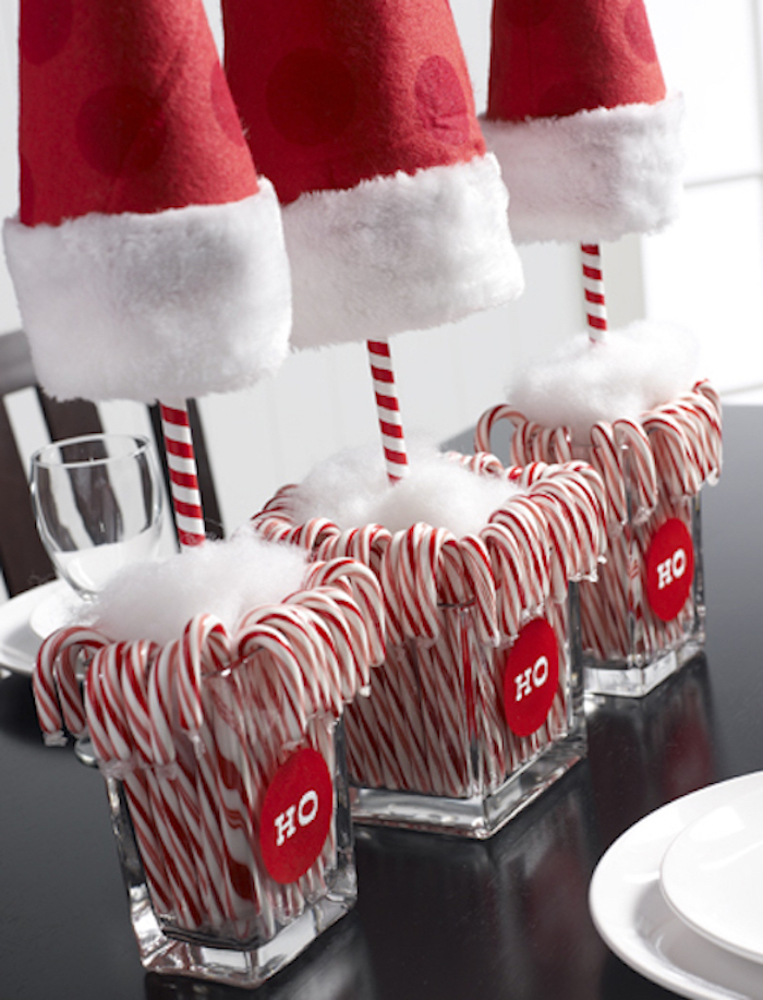 DIY Santa hat centerpiece