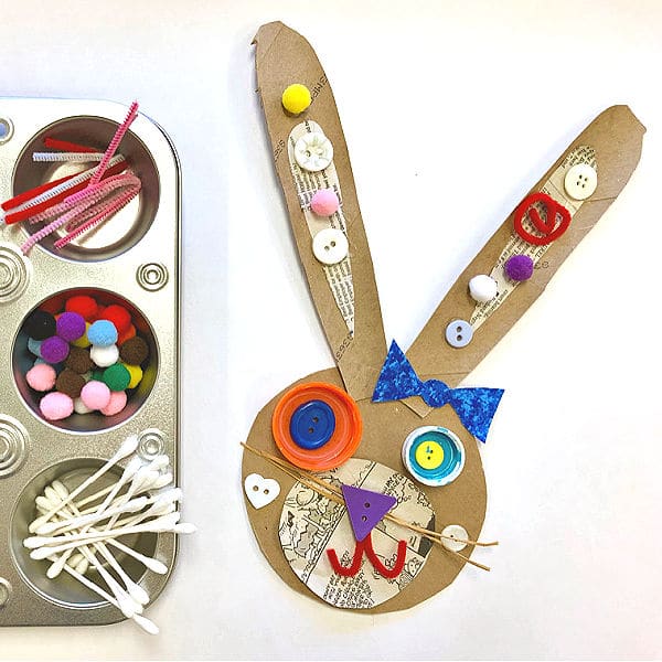Recycled rabbit art project for kids