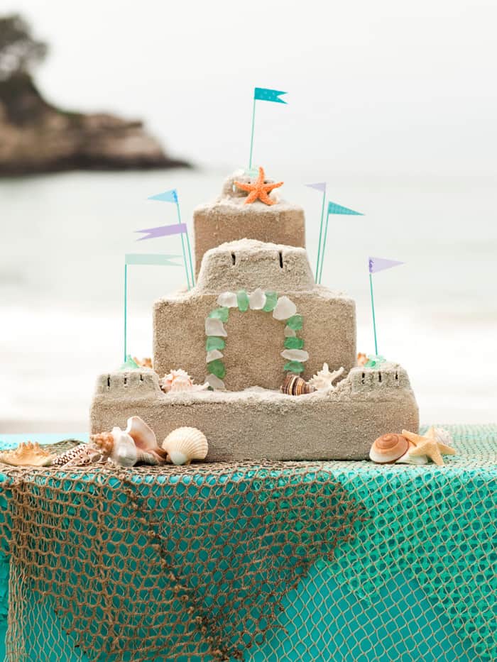 Mod-Podged sandcastle using cardboard boxes