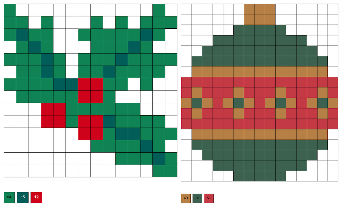 holly and christmas ornament perler beads
